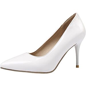 HavueGatue Femmes Escarpins de Base Talons Hauts Fins Chaussures de Bureau Pointu Chaussures de fête Grande Taille White Size 33 Asian - Publicité