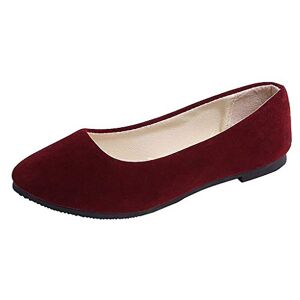 Aoklidil Ballerines pour femme Chaussures plates tendance pour femme Chaussures simples décontractées Couleur unie Rondes Confortables Chaussures plates décontractées, Vin A2, 36 EU - Publicité