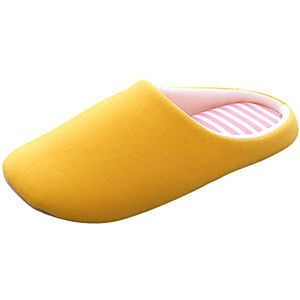 IQYU Pantoufles en peluche avec doublure chaude Pantoufles en peluche Chaussons d'été pour femme Pantoufles chaudes en peluche Antidérapantes, C jaune., 36/37 EU - Publicité