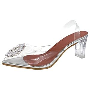 QINQNC Chaussures De Sécurité Basket Printemps et été strass transparent bout pointu talon haut sandales pour femmes de la mode - Publicité