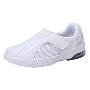 Meidiastra Chaussures de Sécurité Blanc pour Femmes Mary Janes Baskets Mode Chaussures de Travail avec Fermeture Velcro Chaussures de Fitness White 40 - Publicité
