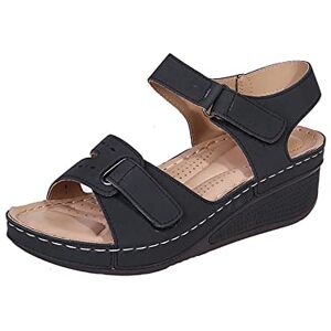 JUANMAO Sandale Femme Confortable Mules Bout Ouvert Plateforme Pantoufles Sandales Compensées Femme Été Chaussures De Plage Wedge Tongs Sandale Femme Orthopedique Espadrilles Antidérapantes Pas Cher - Publicité