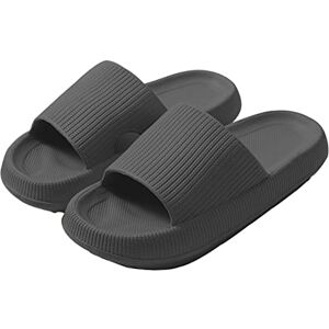 Yeeteepot Pantoufle de Douche Hommes Femmes Antidérapantes Claquettes Sandales Confortable Plage Chaussons Été Maison Mules Semelles Épaisses Pantoufles, Noir 38/39 EU - Publicité