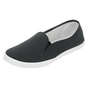 IQYU Chaussures à pieds larges pour femme Chaussures confortables pour femme Occasions tendance polyvalentes Chaussures plates décontractées en toile pour femme 37., Noir , 36 EU - Publicité