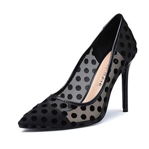 Castamere Escarpins Femme Bout Fermé Aiguille Talon 10CM Noir Polka Dots Mesh Escarpin EU 39 - Publicité