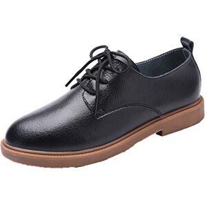 Jwans Femmes Oxford Chaussures imperméable à Lacets Plate Forme Bout Rond en Cuir Appartements Dames fête de Mariage Travail décontracté Mocassins - Publicité