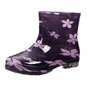 TDEOK Klein Chaussures pour femme 38 Top Rubber Bottes de pluie en PVC imperméable avec fermeture Velcro Noir, lilas, 37 EU - Publicité