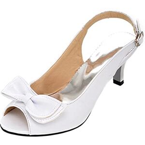 MJIASIAWA Femmes Peep Toe Fête Elegant Bride Arrière Aiguille Bowknot Escarpins Soirée Talon De Chaton Comfy Mariage Escarpins Blanc Taille 46 EU/48 Asiatique - Publicité