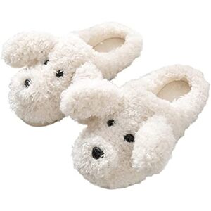 Minetom Animal Chaussons Maison Enfant Hommes Femmes Hiver Peluche Douce Pantoufle d'intérieur Chien Mignon Chaud Coton Chaussures E Blanc 39/40 EU - Publicité