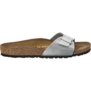 Birkenstock MADRID Birko-Flor, Mules Femme, Argent (Silber), Taille 39 EU Étroit - Publicité