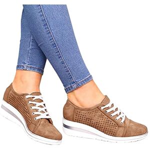 Onsoyours Femmes Chaussures Décontractées Baskets À Lacets Creux Chaussures de Sport pour Dames Sneakers Respirantes Course Baskets Running Fitness Marron 38 EU - Publicité