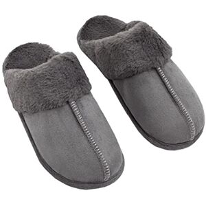 OHS Pantoufles mules doublées en fausse fourrure pour femme Antidérapantes Chaudes En daim synthétique, gris charbon, 35/36 EU - Publicité