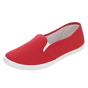 IQYU Chaussures à pieds larges pour femme Chaussures confortables pour femme Occasions tendance polyvalentes Chaussures plates décontractées en toile pour femme 37., rouge, 36 EU - Publicité