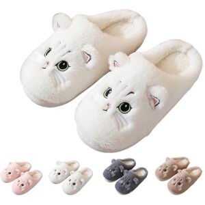 Hokuto Chausson Chat, Chausson Chat Femme, Chaussons FourréS Femme Cozy Slippers (white, Adulte, 38, Numérique (intervalle), Système Taille Chaussures EU, 39, Large) - Publicité