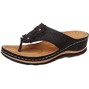 JUANMAO Sandale Femme Confortable Mules Bout Ouvert Plateforme Pantoufles Sandales Compensées Femme Été Chaussures De Plage Wedge Tongs Sandale Femme Orthopedique Espadrilles Antidérapantes Pas Cher - Publicité