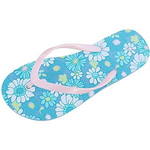 Generic Tongs pour femme Tongs élégantes Chaussures d'été plates avec pieds nus ouverts Multicolore Super douces Antidérapantes Chaussures de bain Semelles souples Chaussures de plage, bleu - Publicité