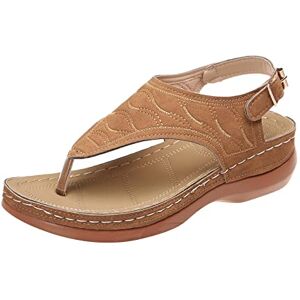 JUANMAO Sandale Femme Confortable Mules Bout Ouvert Plateforme Pantoufles Sandales Compensées Femme Été Chaussures De Plage Wedge Tongs Sandale Femme Orthopedique Espadrilles Antidérapantes Pas Cher - Publicité