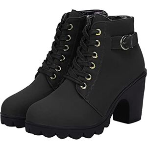 JUANMAO Bottine Femme Hiver Chaudes Rétro Bottes Chelsea Femmes Talon Ankle Boots Cavalière Thermiques Doublure Confort Chaussures Bottine De Neige Antidérapage Plates Bottines Compensées Loisirs Randonnée - Publicité