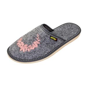 APREGGIO Chaussons Feutre Femme Semelle Plate Pantoufles à Bout fermé Pantoufle Hiver Fait Main Chaussons faits maison Gris Rose Pointure 39 EU - Publicité