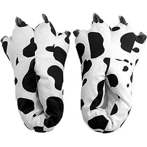 ZHER-LU Pantoufles en peluche en forme de patte d'animal Unisexe Chaussons de costume en peluche douce, vache, 38.5 EU - Publicité