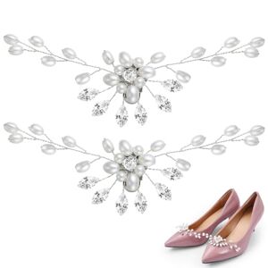 Amosfun 2 pièces perle chaussures boucles mode diamant cristal décoration chaussures cristal boucles strass chaussure clip pour mariage femmes - Publicité