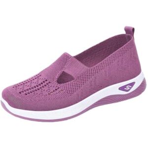 Generic botte hiver homme Automne Baskets à enfiler pour femmes chaussures tissées orthopédiques souples et respirantes chaussures marche en mousse pour diabétique mains libres à enfiler V-667 Hot Pink 36 - Publicité