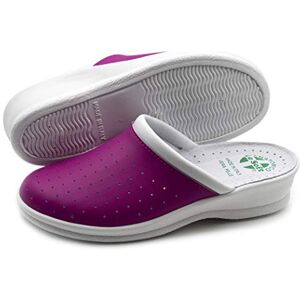 Poligono Pantoufles Sanitaires Homme et Femme, Pantoufles Professionnelles Fermées, Sabots Sanitaires, Chaussures Orthopédiques Confortables, Semelle Anatomique,Fuchsia pour Femme 40 - Publicité