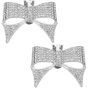 QUARKZMAN 2pcs Strass Chaussure Agrafes Détachable Noeud-papillon Chaussures Charme Boucles Accessoire pour Femmes Mariage Soirée-bal Fête Hauts Talons DIY Artisanat Environnement Argent Ton - Publicité