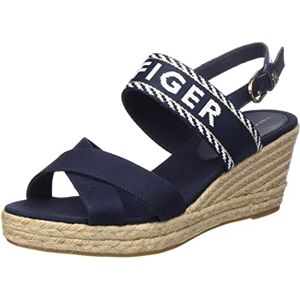 Tommy Hilfiger Chaussures Femme Semelles Compensées Espadrilles Seasonal Webbing Mid Wedge Talon Compensé, Bleu (Space Blue), 36 EU - Publicité