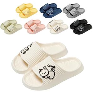 Hoomall Pantoufles De chat Claquettes Femmes Hommes Ultra Doux Claquettes de Douche Bain Antidérapante Confortable Chaussures Chaussons de Maison Piscine Plage Intérieur Slides Eté(Blanc,38/39 EU) - Publicité