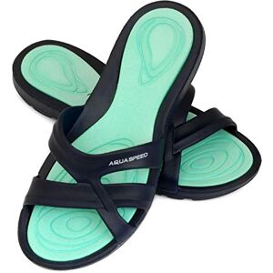 Aqua Speed Ensemble de languettes de douche pour femme + serviette en microfibre   Tongs de bain élastiques ultra légères   Sandales de douche   Gants de bain   F:10, taille 38   Panama - Publicité