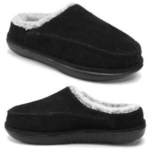 KuaiLu Chausson Femme Hiver Feutre Chausson Chaud Peluche Doublure Pantoufle Rebond Memory Foam Slippers avec Caoutchouc Semelle de Support Arch Indoor Outdoor Chaussure Maison noir taille 37 - Publicité