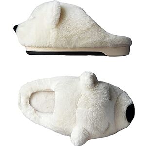 LANFIRE Grand enfant et adulte pantoufles en coton ours maison pantoufles peluche pantoufles animaux pantoufles chauds femmes chaussures (36/37, White slipper, numeric_36) - Publicité