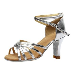Generisch Sandales en cuir PU pour femmes été confortables et élégantes : sandales romaines pour femmes avec talon aiguille chaussures de danse latine sandales à lanières à boucle chaussures à talons - Publicité