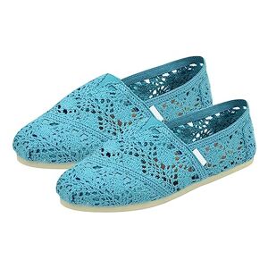 Generic Chaussures larges pour femme en toile crochetée Chaussures plates pour femme Baskets d'été, bleu, 36 EU - Publicité
