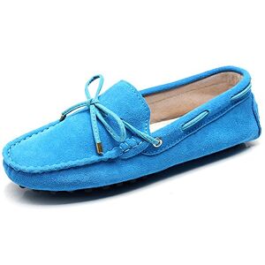 Jamron Femmes Classique Daim Noeud Papillon Loafers Confortable Fait Main Pantoufle Mocassins Bleu Ciel 24208-2 EU38.5 - Publicité