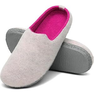 Mishansha Chausson Homme Pantoufles Feutre Femme Confort Chaussons en Feutre Antidérapant Slippers Blanc Cassé,Gr.38 - Publicité