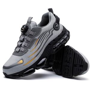 Dajingkj Chaussures de travail pour femme Légères Tendance Bouton rotatif Chaussures de sécurité respirantes Avec embout en acier, gris, 36 EU - Publicité