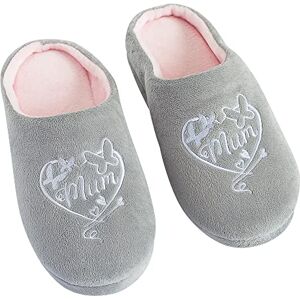 Said with Sentiment Femme Chaussons pour Maman Pantoufles, Gris/Rose, 38.5 EU - Publicité