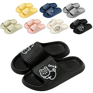 Hoomall Pantoufles De chat Claquettes Femmes Hommes Ultra Doux Claquettes de Douche Bain Antidérapante Confortable Chaussures Chaussons de Maison Piscine Plage Intérieur Slides Eté(Noir,40/41 EU) - Publicité