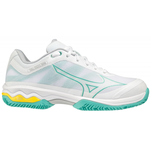 Chaussures de tennis pour femmes Mizuno Wave Exceed Light CC - white/turquoise/high visibility yellow blanc 38,5 female - Publicité