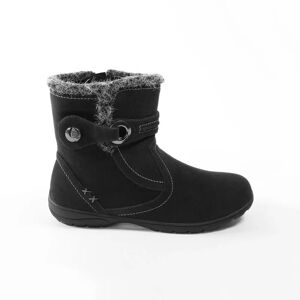 Bottines fourrees - BlancheporteAnimees par une suedine toute douce et une patte avec grand oeillet fantaisie sur le côte, ces bottes d?hiver relevent haut la main le defi d'associer confort et chaleur sans negliger la feminite.37Noir