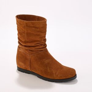 Blancheporte Bottes plissées mi-hautes en daim avec semelle compensée invisible - Blancheporte Marron 38