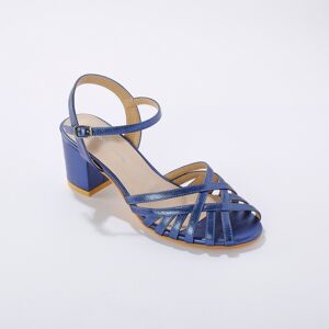 Sandales a talon metallisees - Blancheporte Bleu 40