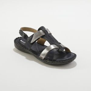 Sandales bicolores en cuir extra souple - Blancheporte Bleu 39