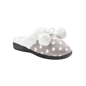 Blancheporte Chaussons mules polaires imprimées pois - Blancheporte Gris 40