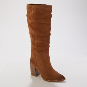 Bottes plissees a talon, croute de cuir - BlancheporteVoila une botte a la hauteur de toutes vos exigences mode et surtout magnifiquement plissee pour suivre la tendance gipsy boheme. En croute de cuir et agrementee d'un talon bien stable, cette paire au 