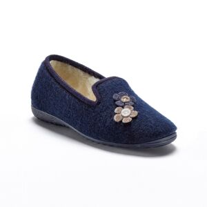 Pantoufles fleurs - BlancheporteEn laine majoritaire bien chaude, ces ravissantes pantoufles souples special pieds larges sont tres agreables a porter. On craque pour leurs petites fleurs fantaisie sur le devant !41Bleu