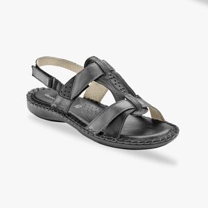 Sandales bicolores en cuir extra souple - noir - BlancheporteSouple, legere et ajustable, cette paire de sandales en cuir sait y faire pour prendre soin de vos pieds. Quant a votre style, ce sont les lanieres metallisees et les details pailletes sur le de