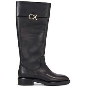 Calvin Klein pour femme. HW0HW01689 Bottes basiques en cuir noir (38), 3 à 5 cm, Fermeture éclair, Casuel - Publicité